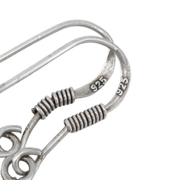 Vintage Sterling Silver 925 4cm Teardrop Swirl Dangle Earrings - Picture 4 of 6